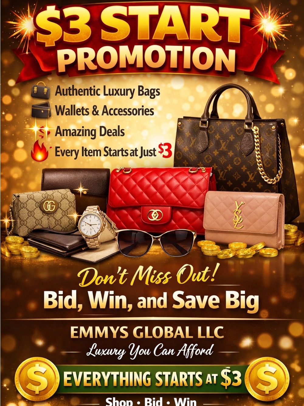 $3 Luxury, Designer Wallets and Bags